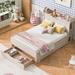 Full Size Platform Bed with Storage Bookcase Headboard, Wooden Captain Bedframe Storage Bed with a Big Drawer for Bedroom