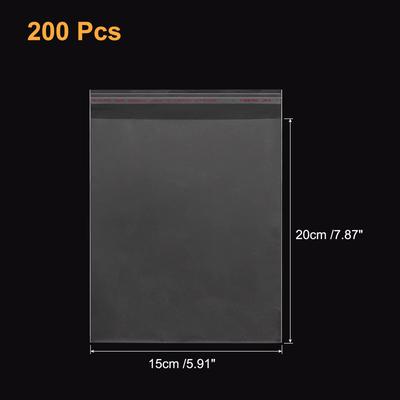 200Pcs Clear Cello Bags, Plastic Self Sealing OPP Treat Bags Clear