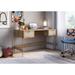 Oslo Desk Iron Gold Legs and Rattan 2-Drawers -Coastal Oak