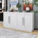 Wood Storage Sideboard with Adjustable Shelves and Silver Handles, Large Storage Space Buffet Cabinet with 4 Doors