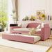 Twin Size Upholstered Daybed with Trundle and Storage Armrests