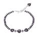 Midnight Love,'Heart-Themed Black Onyx Beaded Bracelet from Thailand'