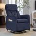 Linen Fabric Swivel Rocking Chair Gilder Chair with Pocket and Swivel and Rocking Black Metal Round Base