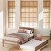 Twin Size Modern Design Platform Bed Frame with Trundle for Walnut