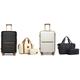 Cabin Suitcase and Travel Bag Set, Navy Suitcase,Grey and Brown Travel Bag