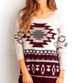 American Eagle Outfitters Sweaters | American Eagle Outfitters Wool Blend Cozy Aztec Sweater | Color: Brown/Red | Size: Xs