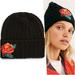 Free People Accessories | Free People Floral Rose Embroidery Wool Beanie Hat Black | Color: Black/Red | Size: Os