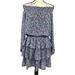 Michael Kors Dresses | Michael Kors Womens Ruffle Off-Shoulder Floral Pattern Chiffon Dress | Color: Blue/Pink | Size: M