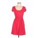 Sparkle & Fade Cocktail Dress - Fit & Flare: Red Solid Dresses - Women's Size Large