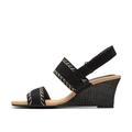 Clarks Women's Kyarra Rose Wedge Sandal, Black Nubuck, 7 UK