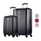 Slazenger Suitcase Set 2 Pieces - Hand Luggage Suitcase and Travel Suitcase (M + XL) - ABS Trolley Hard Case Set with 360° Wheels - Combination Lock - Black, black, Hard shell