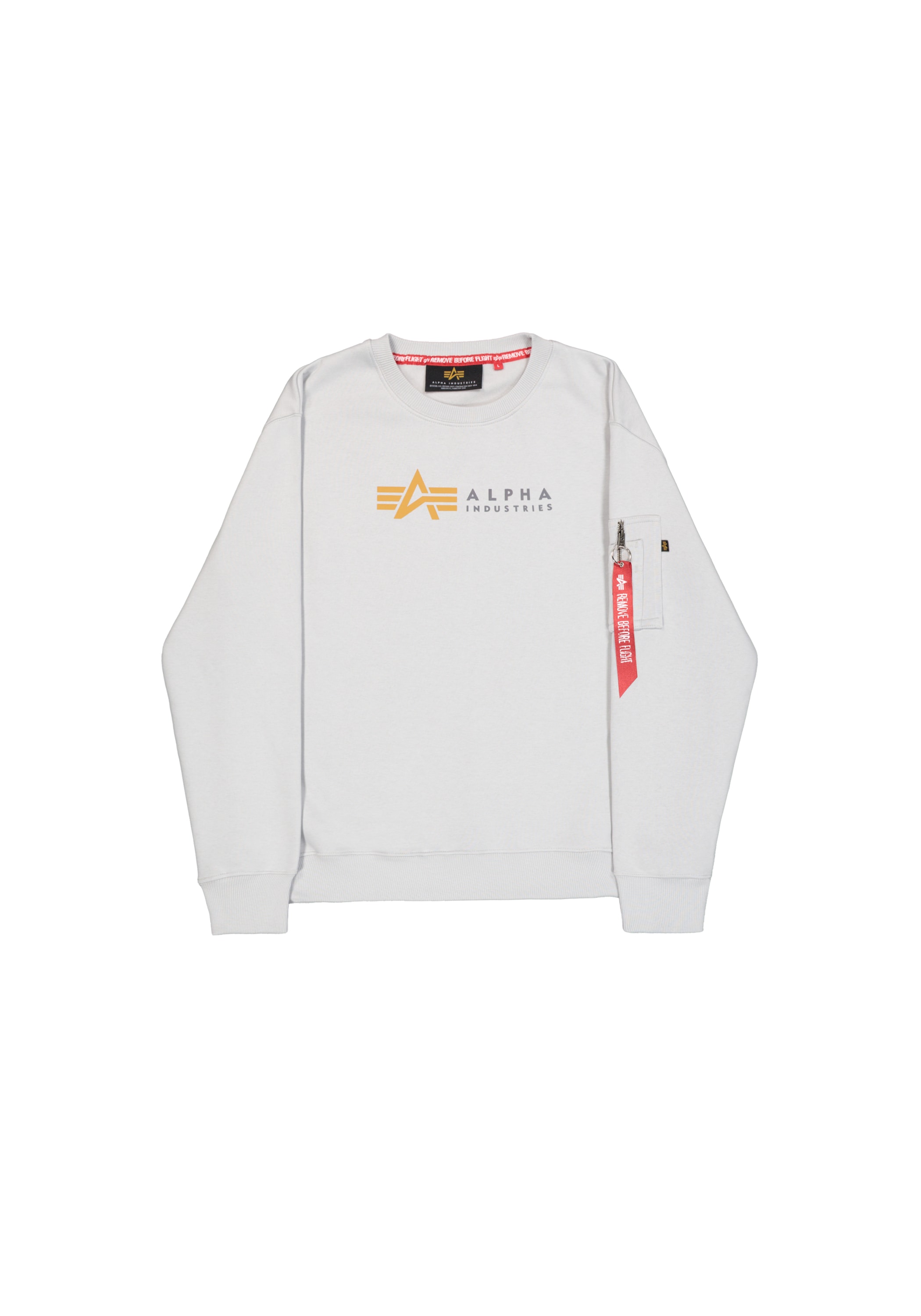 Sweater ALPHA INDUSTRIES "Alpha Label Sweatshirt", Herren, Gr. XXL, grau (pastel grau), Obermaterial: 80% Baumwolle, 20% Polyester, regular fit, Sweatshirts Image