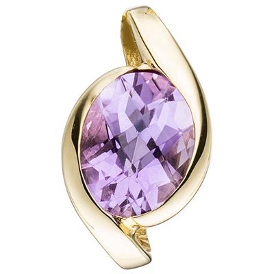 Ketten-Anhänger JOBO "Anhänger mit Amethyst", gold (gelbgold 333), Schmuckanhänger, Damen, Gelbgold 333, 333 Gold