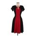 Sandra Darren Casual Dress - A-Line Plunge Short sleeves: Red Solid Dresses - Women's Size 8
