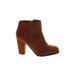 Bamboo Ankle Boots: Brown Solid Shoes - Women's Size 6 - Almond Toe