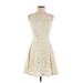 BB Dakota Cocktail Dress - Mini High Neck Sleeveless: Ivory Print Dresses - Women's Size 0