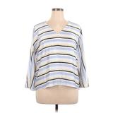 INC International Concepts Long Sleeve Blouse: Blue Stripes Tops - Women's Size X-Large Petite