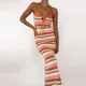 Gaono – longue robe de plage en tricot Vintage rayé dos nu bretelles Spaghetti Maxi Slim