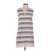 Holding Horses Casual Dress - Shift V Neck Sleeveless: Gray Stripes Dresses - Women's Size 6