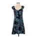 Ann Taylor Casual Dress - Party Scoop Neck Sleeveless: Blue Print Dresses - Women's Size 4