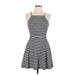 Divided by H&M Casual Dress - Mini Halter Sleeveless: Black Stripes Dresses - Women's Size 10