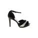 White House Black Market Heels: D'Orsay Stiletto Cocktail Party Black Print Shoes - Women's Size 10 - Open Toe