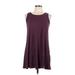 Pink Republic Casual Dress - Mini Scoop Neck Sleeveless: Burgundy Solid Dresses - Women's Size Large