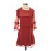 Abercrombie & Fitch Casual Dress - A-Line Crew Neck Long sleeves: Burgundy Print Dresses - Women's Size Small