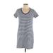 Universal Thread Casual Dress - Shift Scoop Neck Short sleeves: Blue Print Dresses - Women's Size Medium