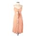 Mimi Chica Casual Dress - Midi: Tan Print Dresses - Women's Size Medium
