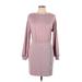 Nine West Casual Dress - Sweater Dress: Gray Solid Dresses - Women's Size Large