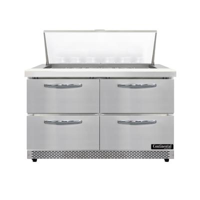 Continental D48N18M-FB-D 48" Designer Line Sandwich/Salad Prep Table w/ Refrigerated Base, 115v, 4 Drawers, Stainless Steel