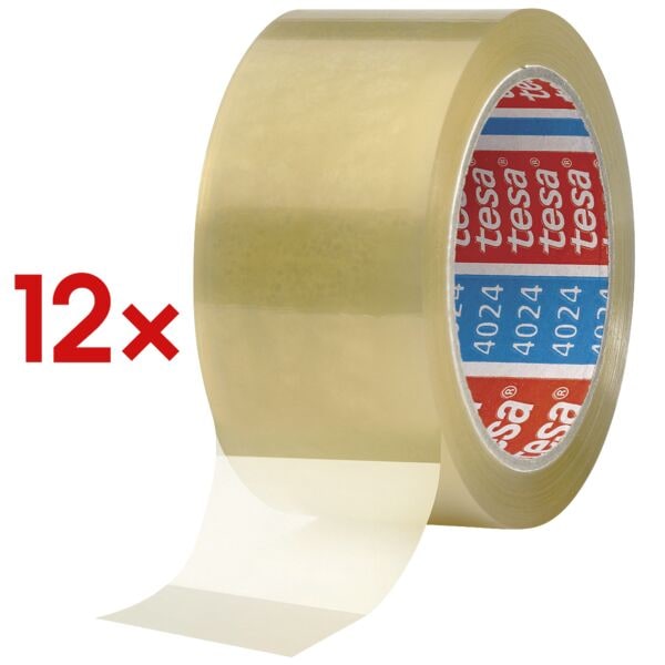tesa 12x Packband »tesapack® 4024 PV4« 50 mm / 66 m transparent Image