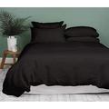 Kamas 5 Piece Solids Solid California King/King Black Duvet Cover Set 100% Egyptian Cotton 600 Thread Count with Zipper & Corner Ties Luxurious Quality