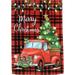 Tartan Truck Merry Christmas Garden Flag - 12 x 18 Double Sided Red Black Plaid Winter Garden Decor Wreath Home Decor Holiday Decor Christmas Decoration Boxing Day Christmas Tree Lot