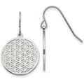 Chisel Stainless Steel Polished Flower Cut-out Dangle Shepherd Hook Earrings