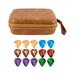 Guitar Picks Holder Case with 15Pcs Picks Plectrums Bag for Guitar Picks Acoustic Strings Orange Yellow