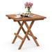 Gymax Teak Wood Folding End Table Square Side Table w/ Slatted Tabletop Yard Natural