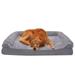 FurHaven Pet Products Two-Tone Faux Fur & Suede Cooling Gel Memory Foam Sofa-Style Pet Bed for Dogs & Cats - Stone Gray Jumbo