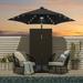 Sonerlic 7.5 FT LED Outdoor Patio Umbrella and Shade Market Table Umbrella Outside With a Crank for Garden Deck and Pool Black