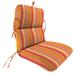 Jordan Manufacturing Sunbrella 45 x 22 Dolce Mango Stripe Rectangular Outdoor Chair Cushion with Ties and Hanger Loop