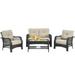 Patiojoy 4PCS Patio Wicker Furniture Set Loveseat Sofa Coffee Table W/ Cushion NP10087WL-BE