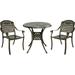 MEETWARM 3 Piece Patio Bistro Set Outdoor All-Weather Cast Aluminum Dining Furniture Set Includes 2 Chairs and a 31â€� Round Table with Umbrella Hole for Garden Deck