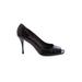 Stuart Weitzman Heels: Slip-on Stilleto Cocktail Party Black Solid Shoes - Women's Size 10 - Peep Toe