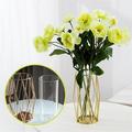 Susoonfo Glass Vase Vase Glass Flower Vase with Geometric Metal Stand C^Rystal Clear Terrariums Planter Bud Glass Vase
