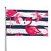 Kll Dark Blue Stripes And Pink Flamingos Flag 4x6 Ft Parade Party Flag Outdoor Flag Decorative Flag Banner Flags Garden Flag Home House Flags