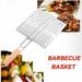 LSLJS Barbecue Grill Basket with Wood Handle Stainless Steel Wire Net Basket BBQ Tongs Kabob Rack Portable Cooking Fish Meat Kabob Hamburger Tools for Outdoor Picnic Camping Bonfire Party 15.6 Inch