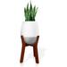 KUF Planter with Stand 12 inch high Planter Included Modern White + Texture Pot Planter Lightweight Fiberstone Plant Pots w/ Drainage Hole Plant Stand for Indoor and Outdoor Plants