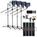 5 Core Microphone Stand + Phone Holder Floor Boom Mic Stand Gooseneck + Tablet Holder Collapsible Adjustable Tripod Mic Stand w Two Mic Clips + Carry Bag for Singing Karaoke Studio Parties -MS MOB