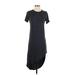 Michelle by Comune Casual Dress - Midi Crew Neck Short sleeves: Black Color Block Dresses - Women's Size Small